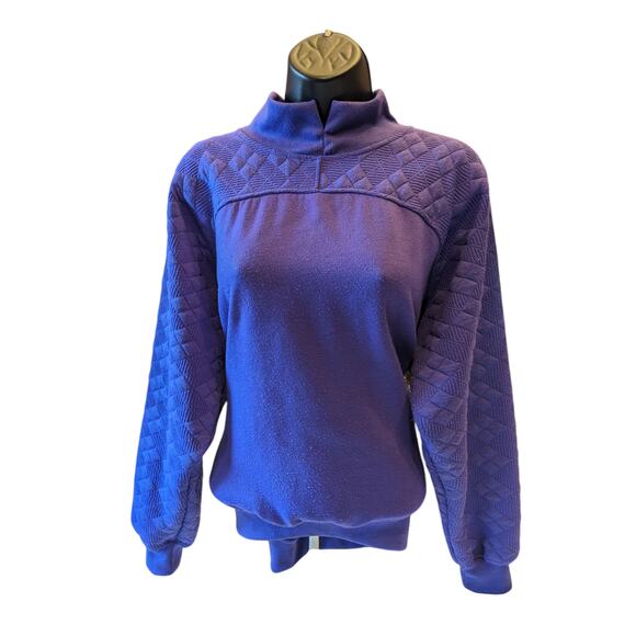 Vintage Gitano Sweatshirt Women Medium/Large Purple Quilted Pullover Mock Neck - Picture 5 of 13